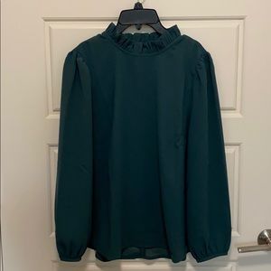 Long Sleeve Ruffle Neck Top in 365 Crepe